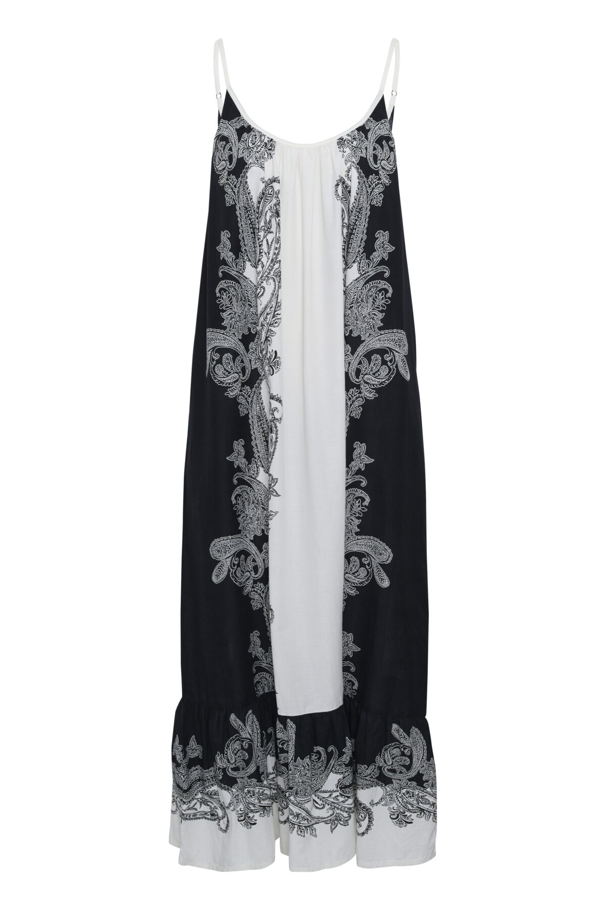 Robe longue à bretelles imprimée noir & blanc