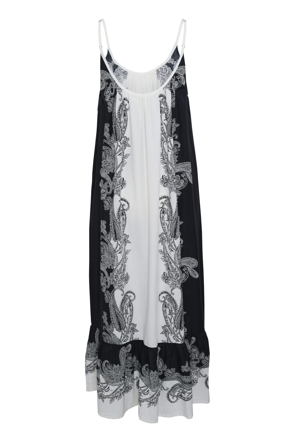 Robe longue à bretelles imprimée noir & blanc – Image 2
