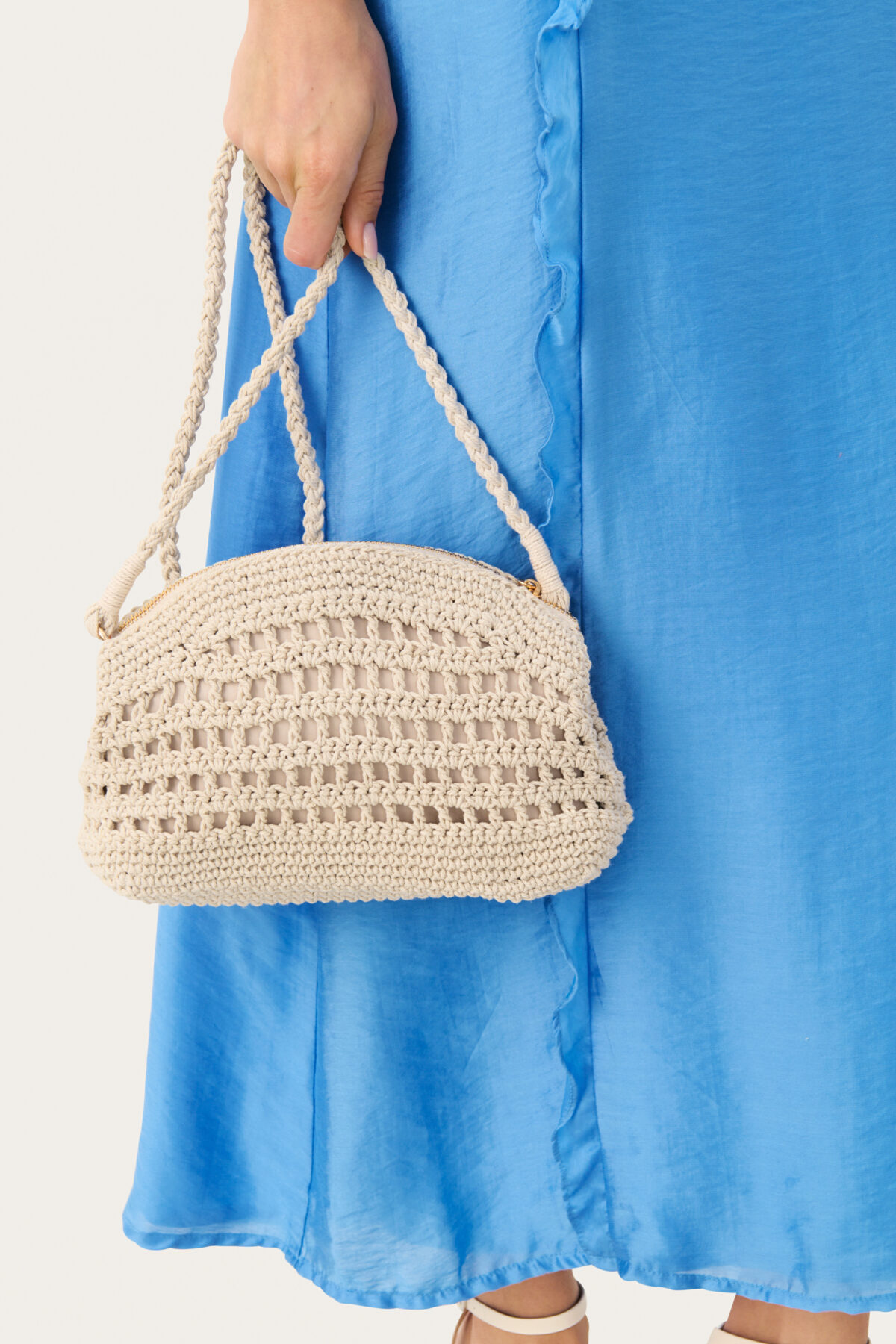 Sac bandoulière en crochet écru