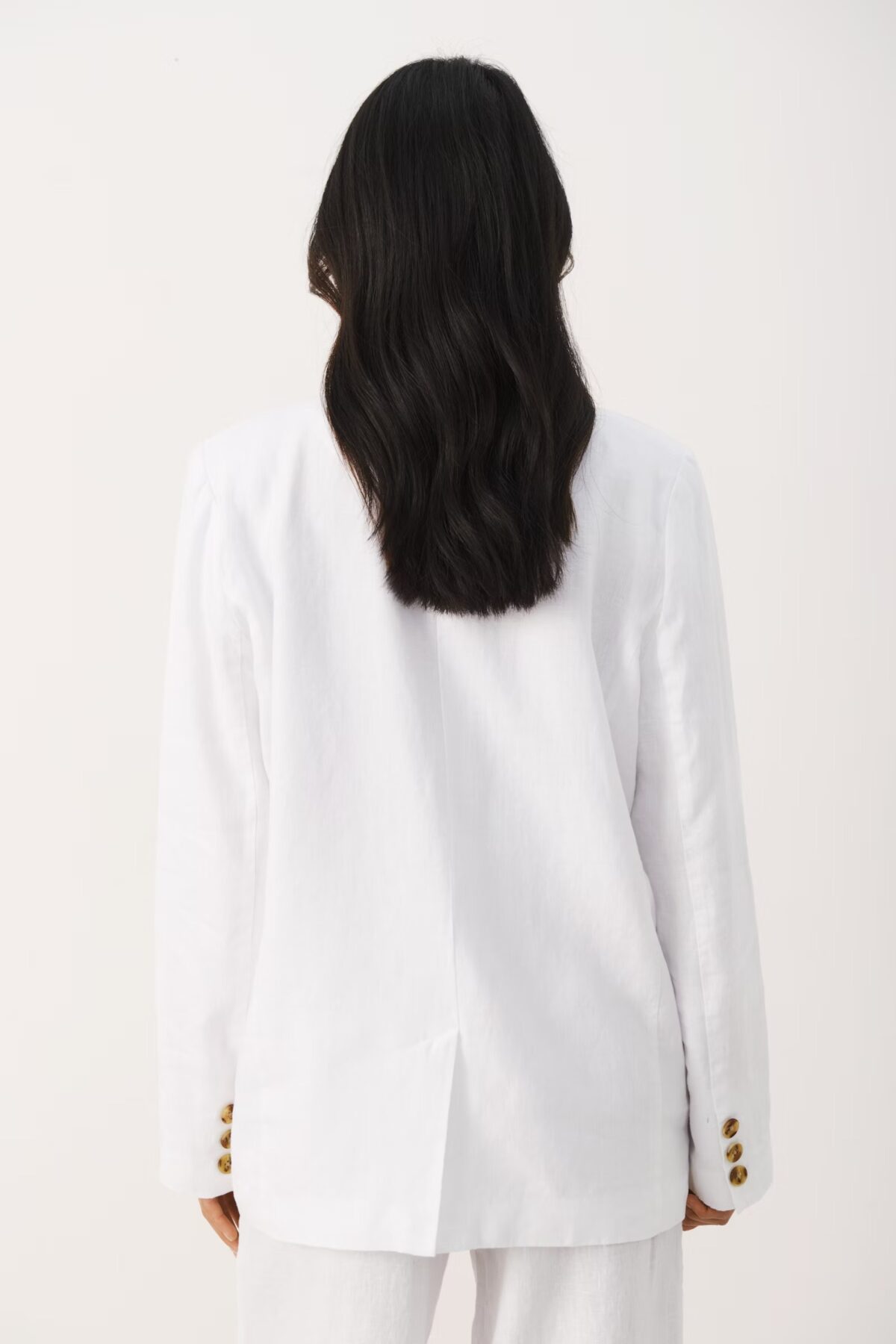 Blazer en lin blanc à double boutonnage – Image 3