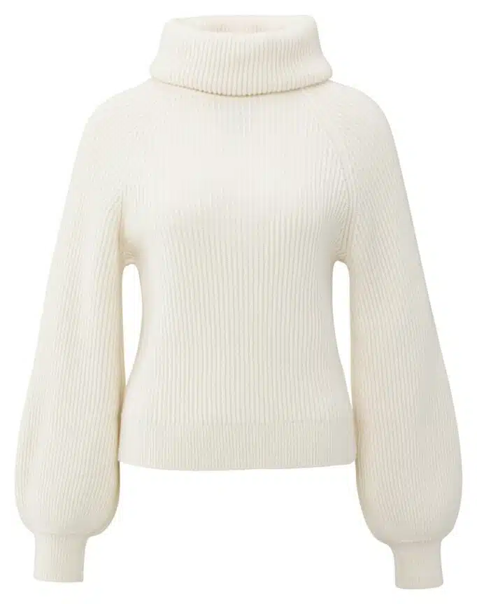 Pull col roulé blanc YAYA pour femme vue de face