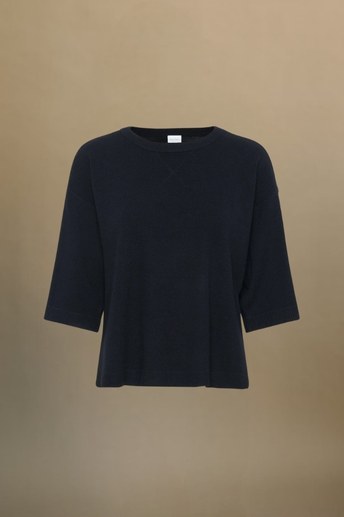 Pull en maille forme t-shirt noir Part Two pour femme vue de face