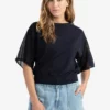 Pull à col bateau avec des manches transparente