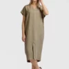 Robe double col V avec fente