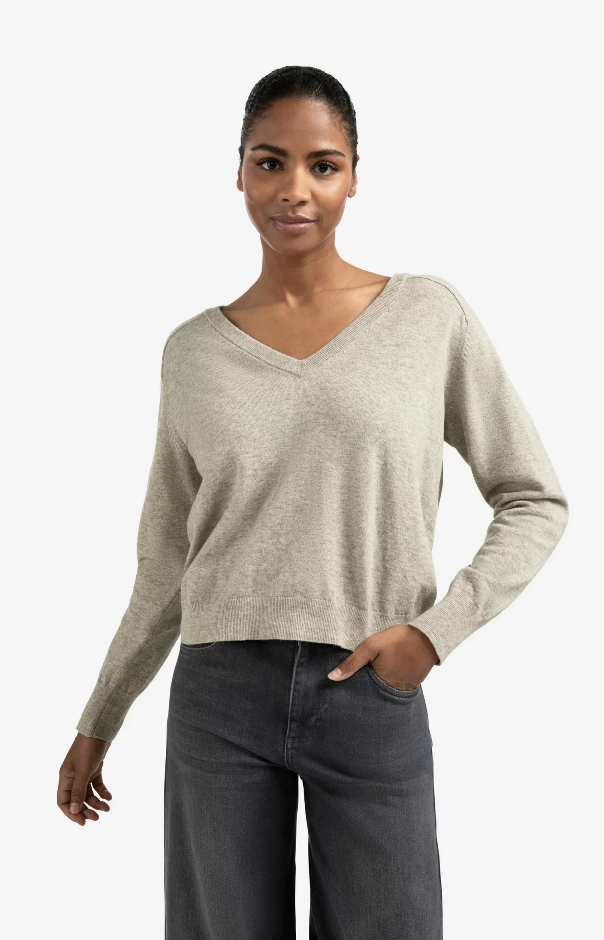 Pull à col V en coton