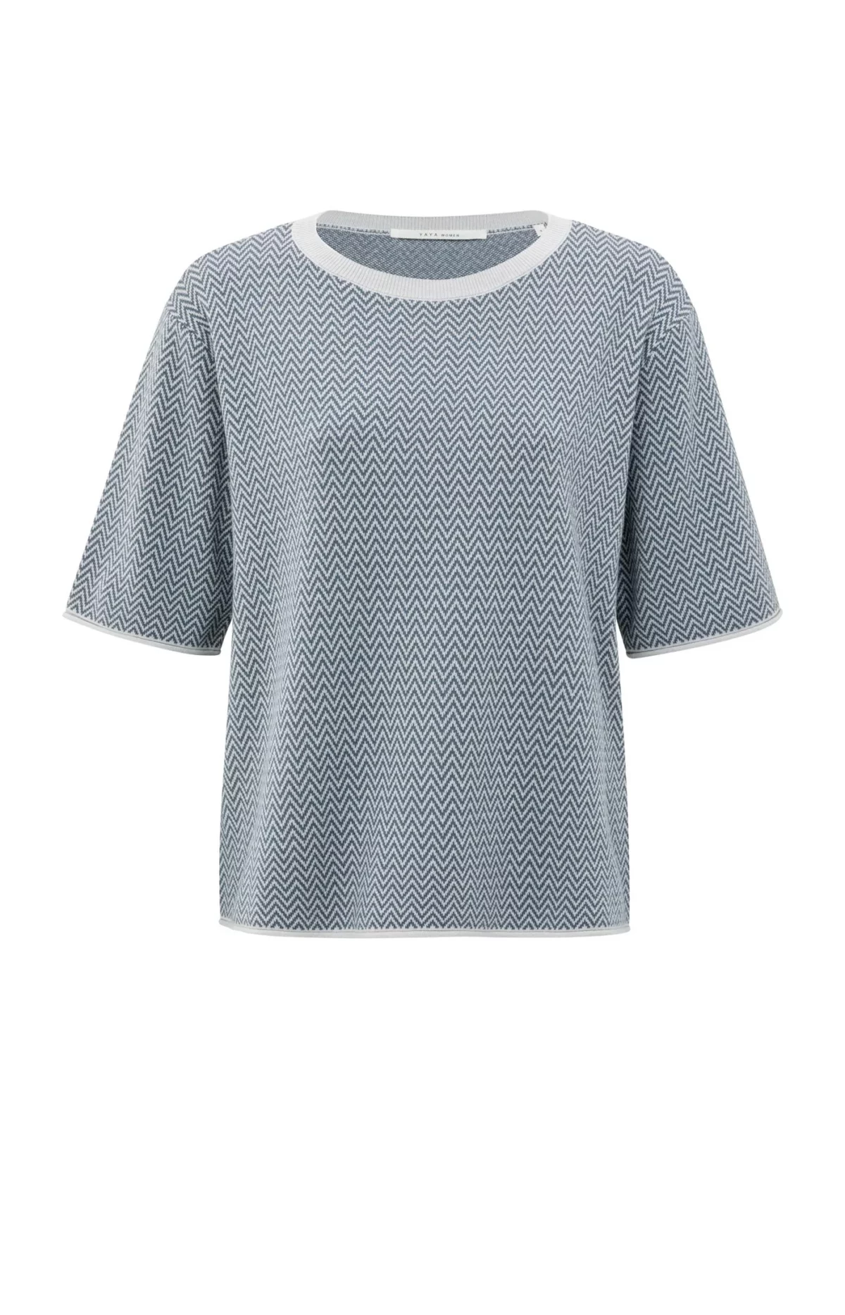 Top jacquard à motif zigzag et manches courtes – Image 2