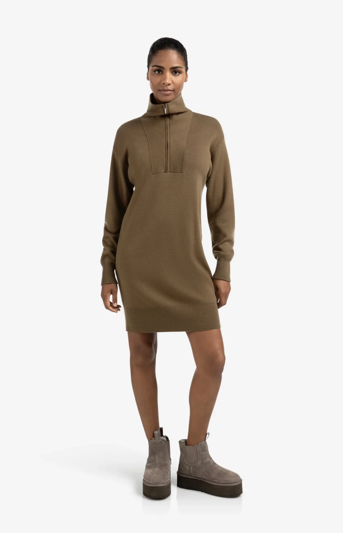 Robe zippée à manches longues