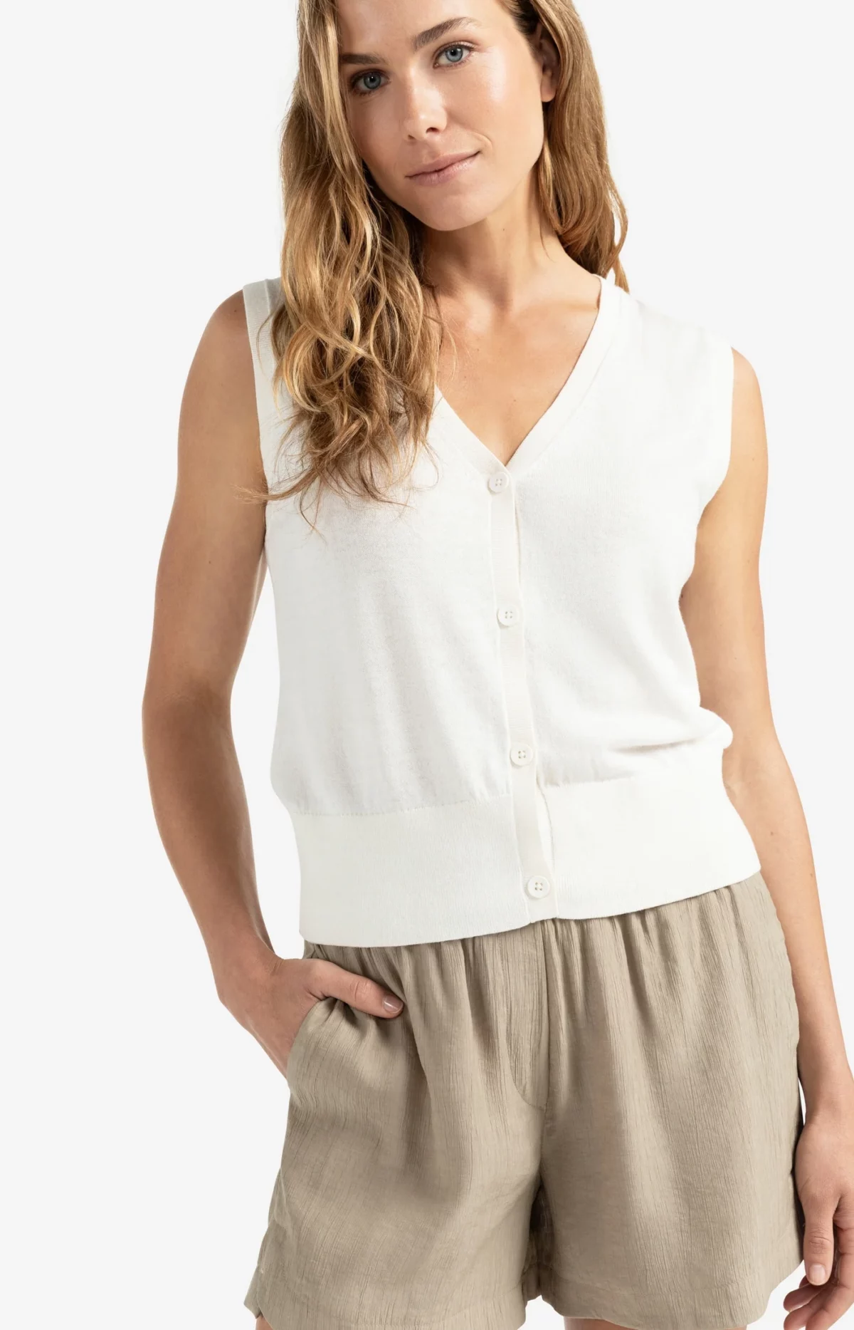 Top tricoté à fermeture boutonnée