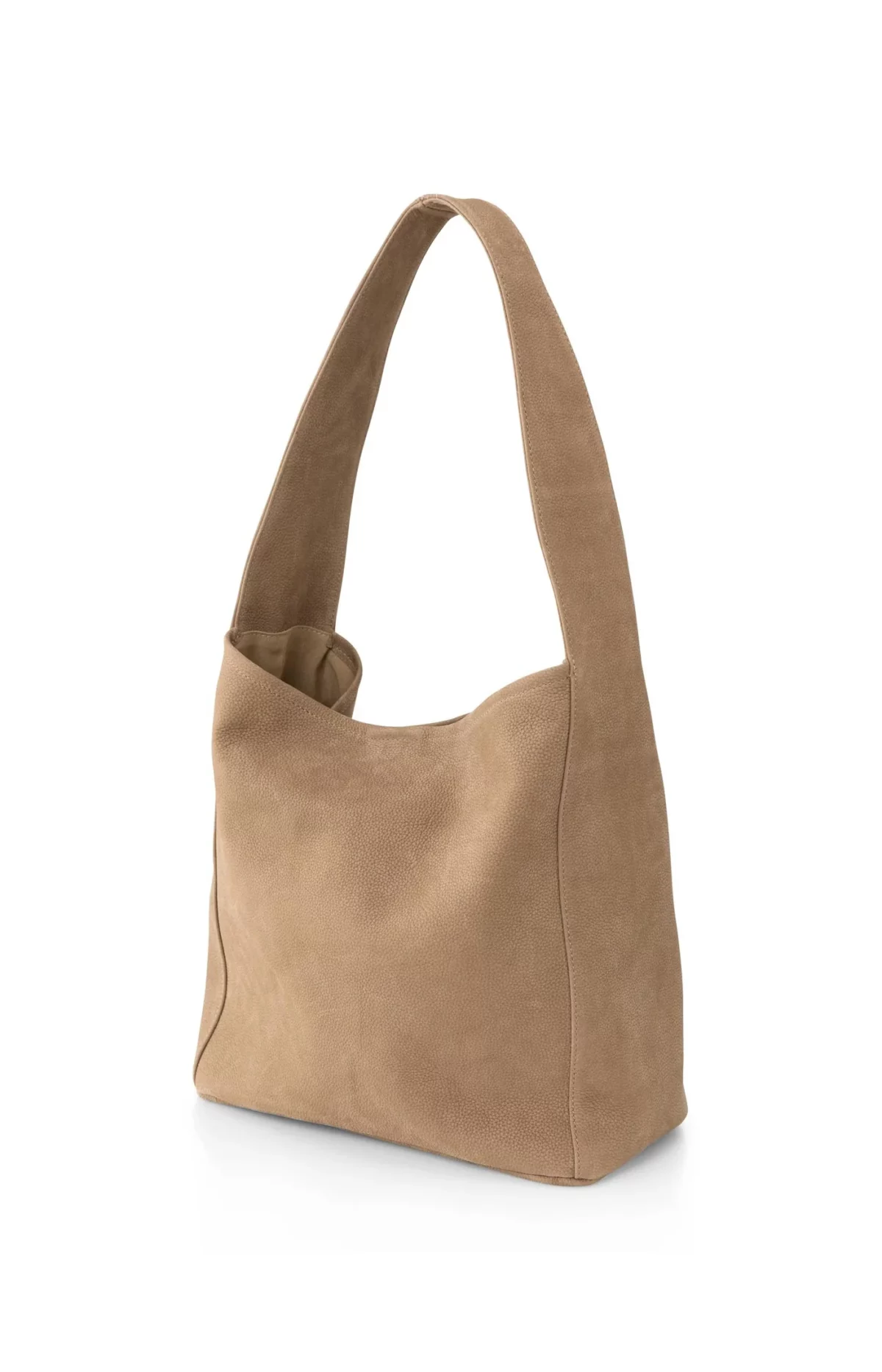 Sac seau en cuir retourné beige YAYA pour femme vue de profil