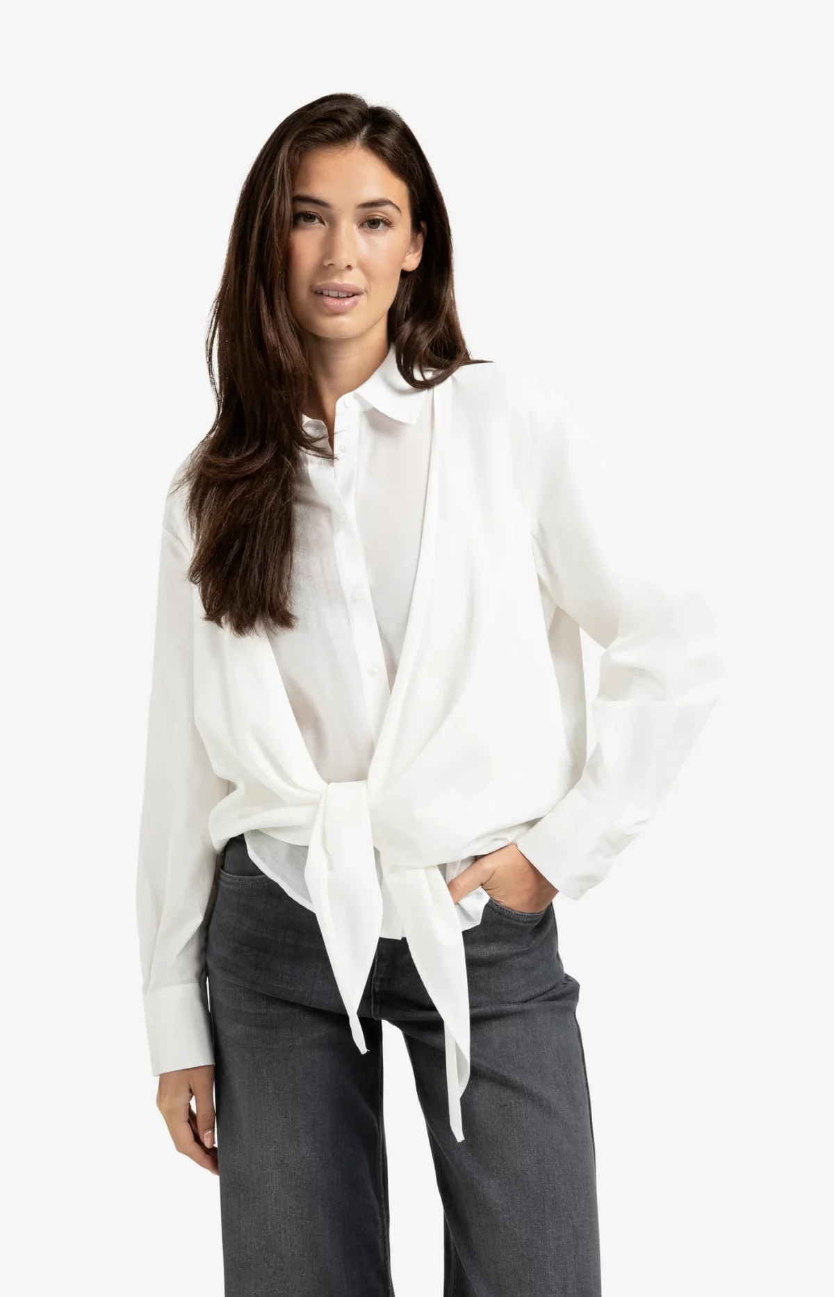 Chemise effet superposition en lyocell et coton
