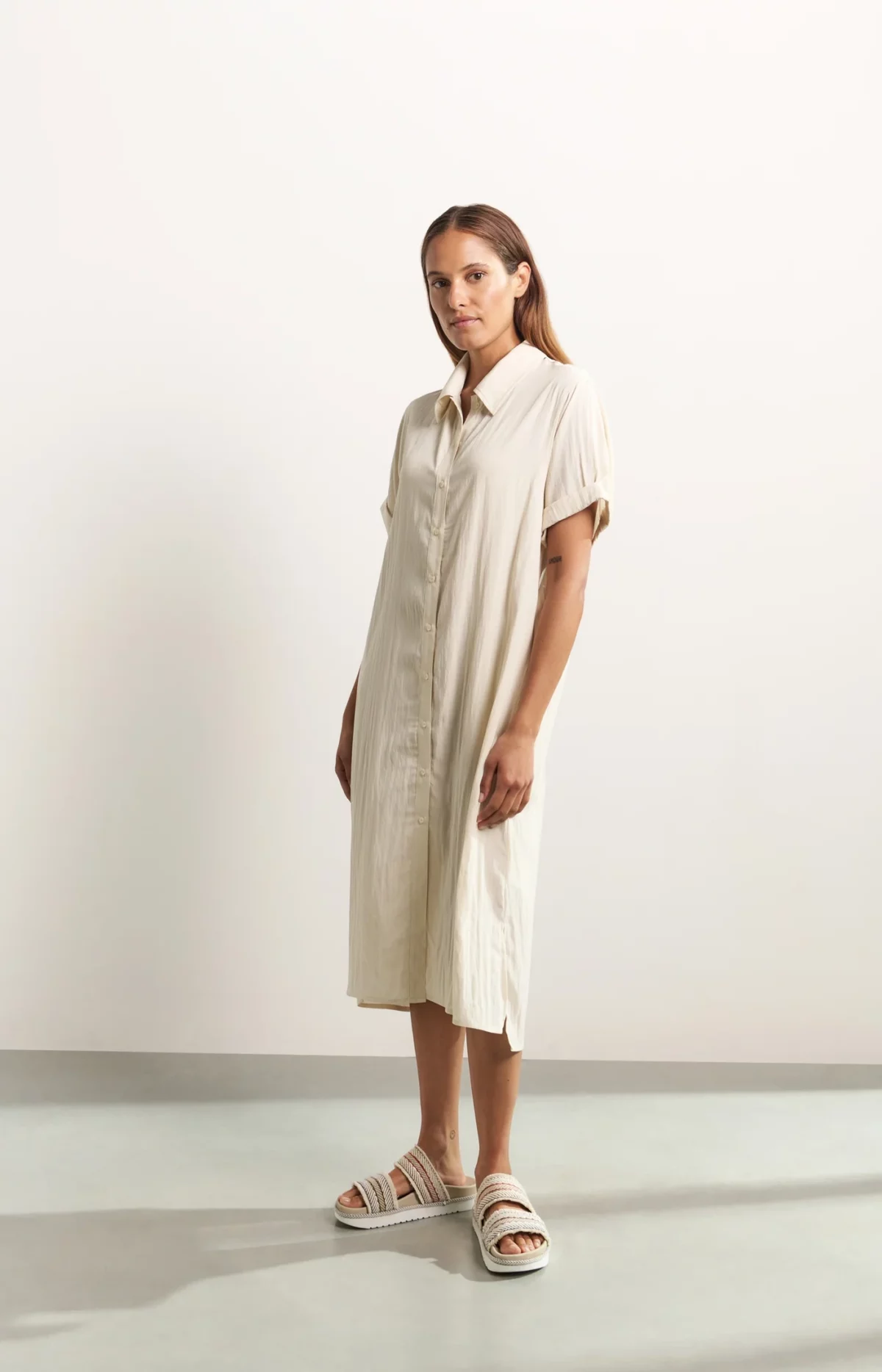 Robe chemise légère à manches courtes