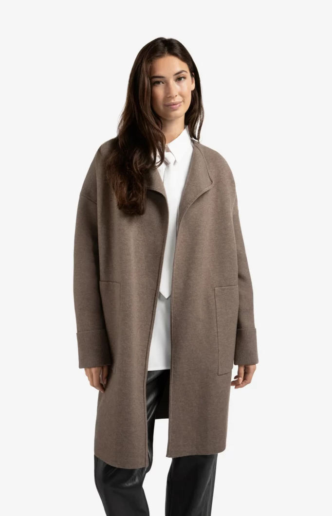 Gilet cardigan long avec poches plaquées