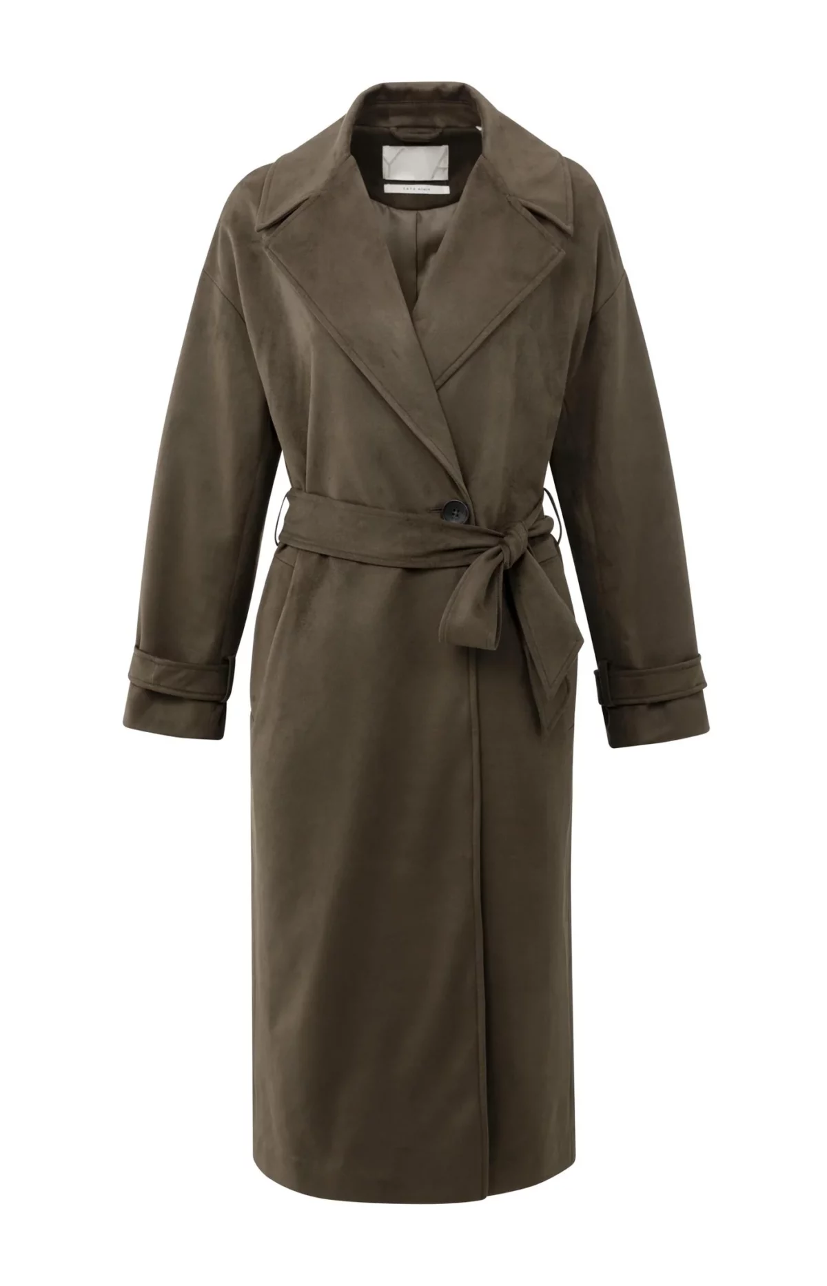 Manteau long en suédine avec ceinture – Image 2