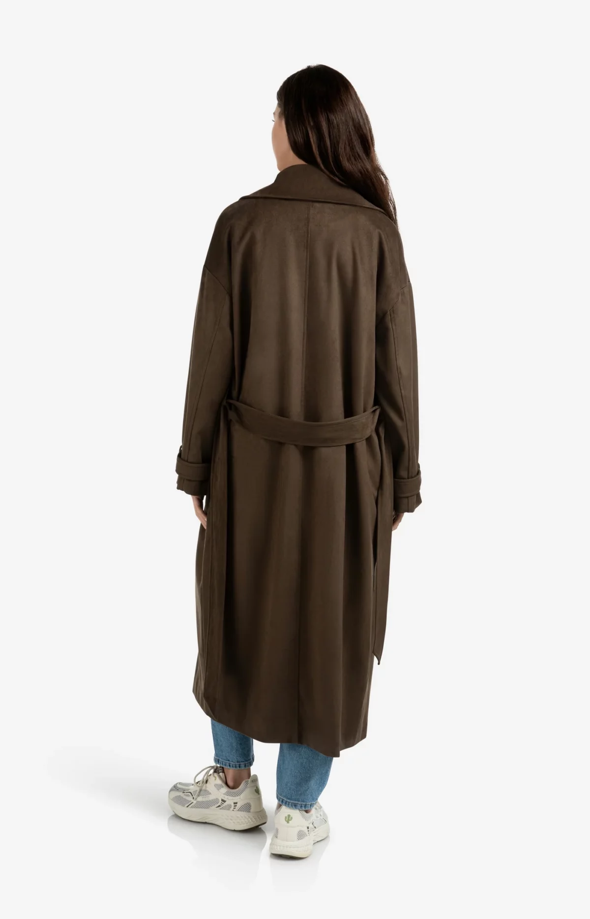 Manteau long en suédine avec ceinture – Image 3