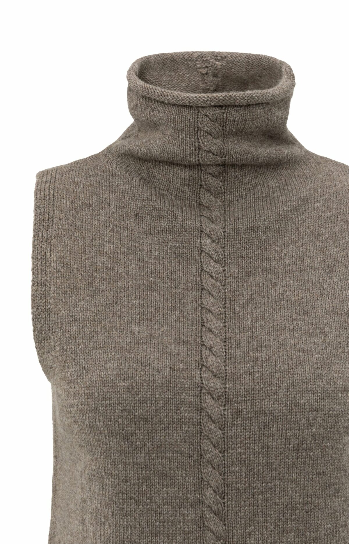 Pull torsadé sans manches en laine – Image 5