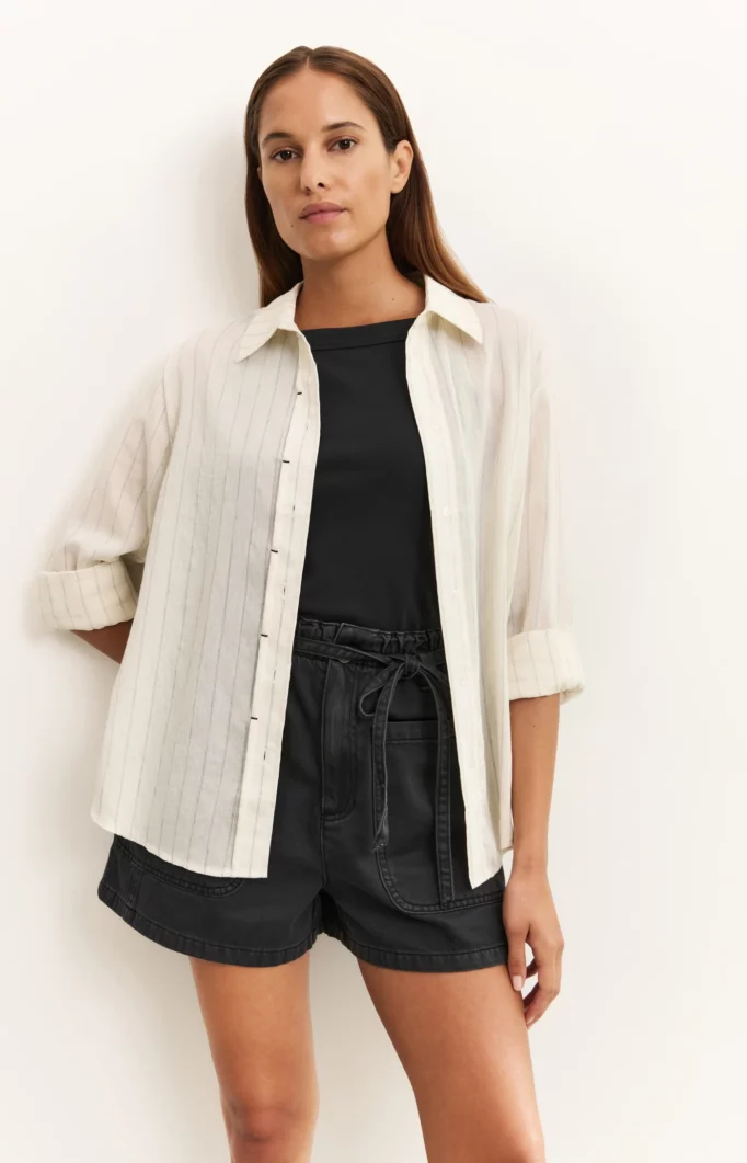 Chemise à rayures, coupe droite