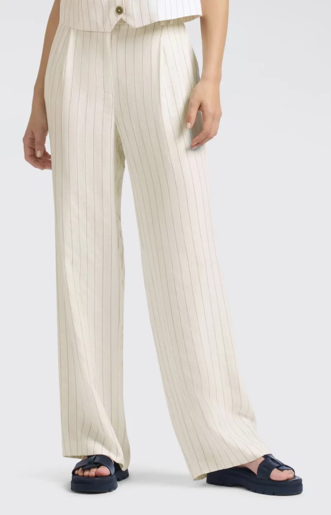 Pantalon à rayures coupe droite
