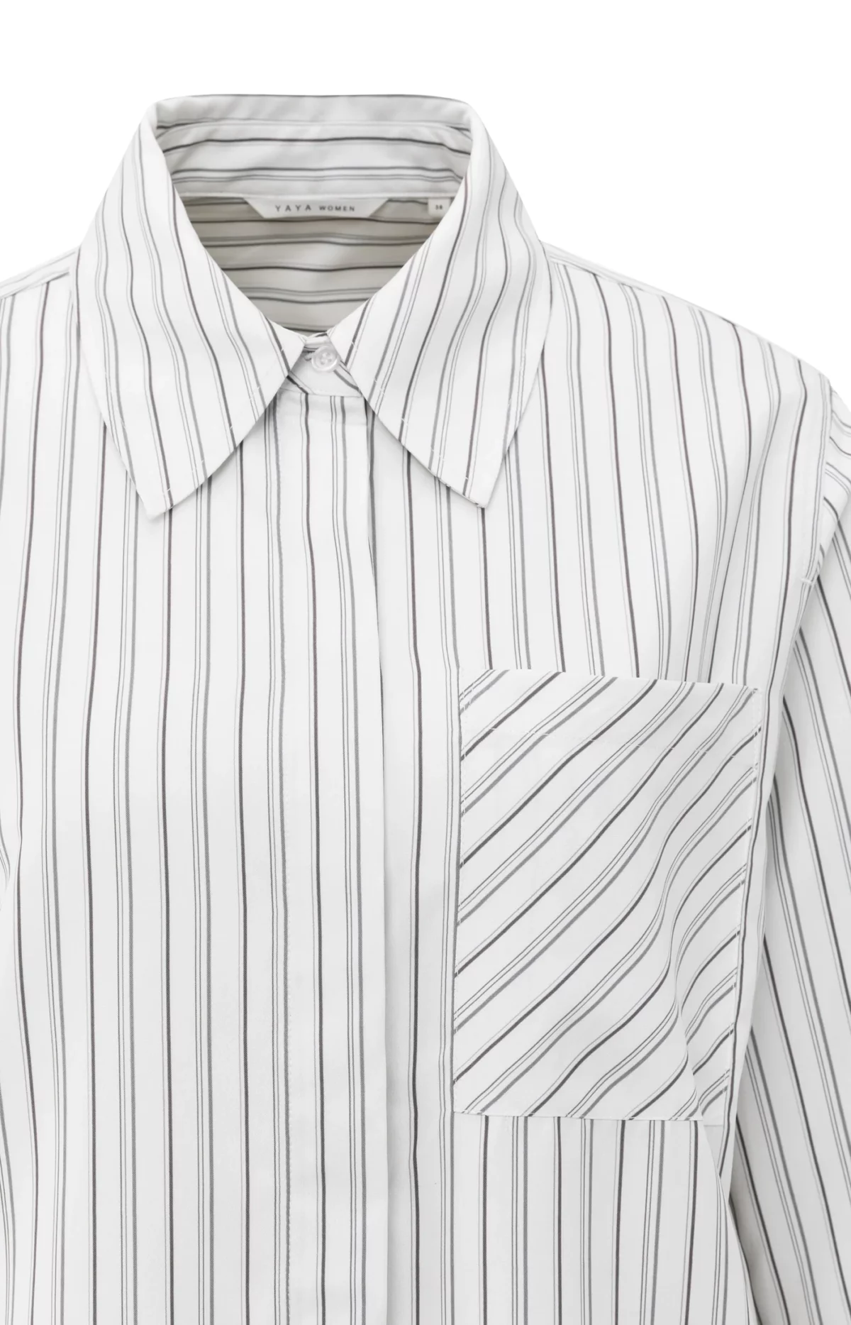 Chemise oversize à rayures blanche YAYA pour femme détail pochette poitrine